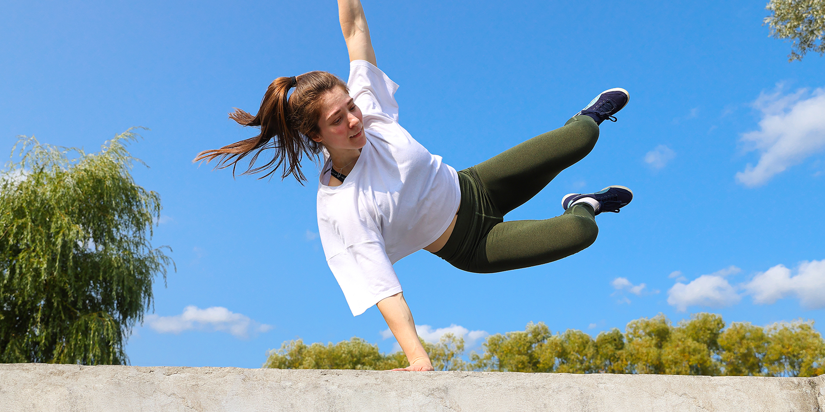 A person using parkour to improve their mental health.