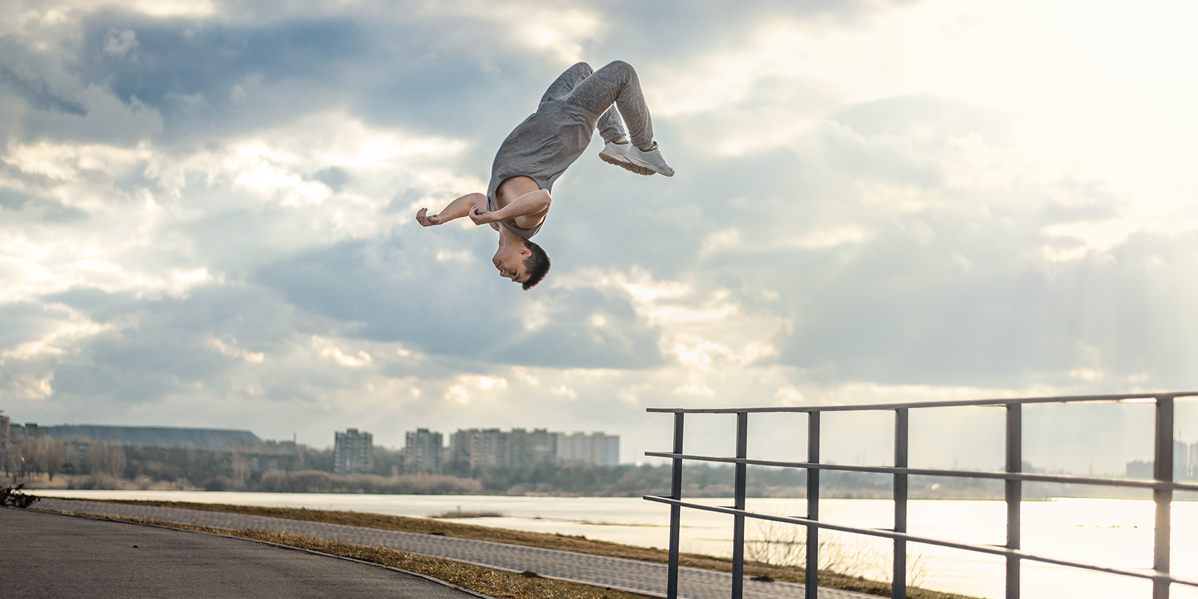 A person using parkour to improve their mental health.